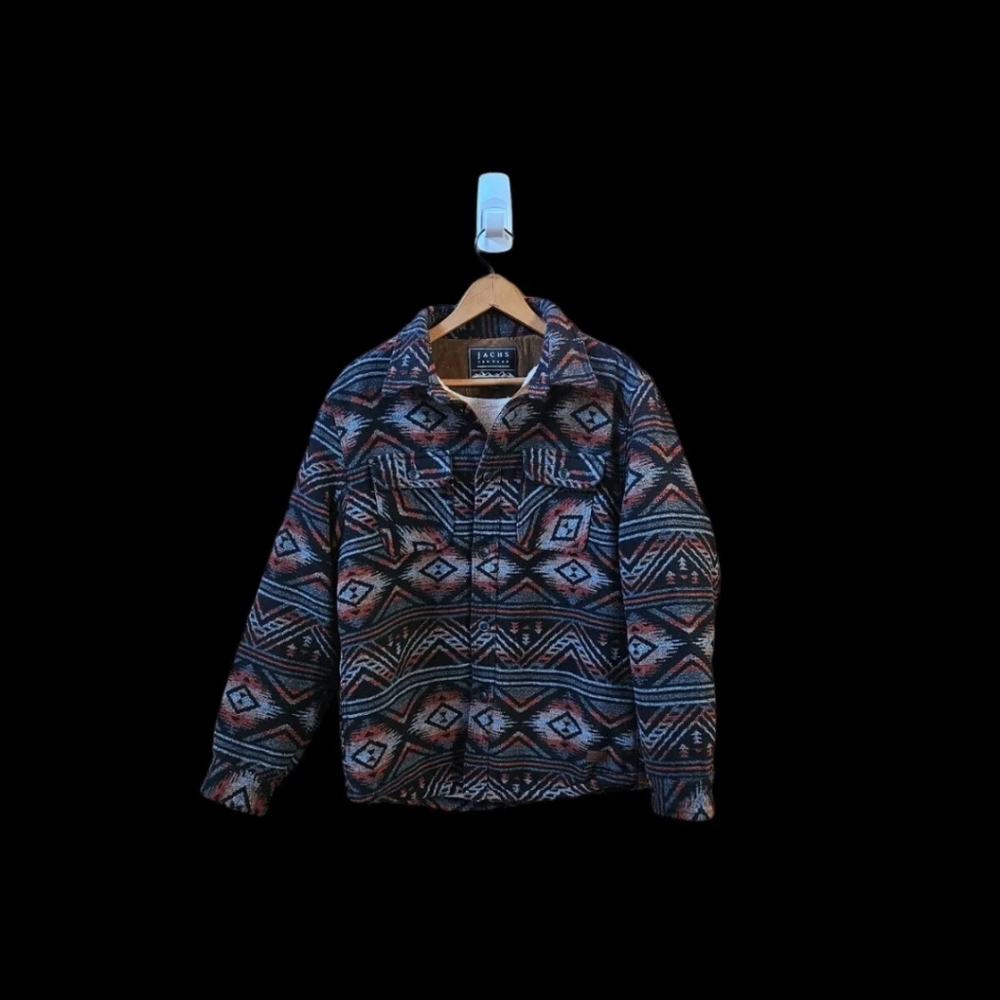 Jachs New York Wool Blend CPO Jacket Sherpa lined Mens Med Aztec Design